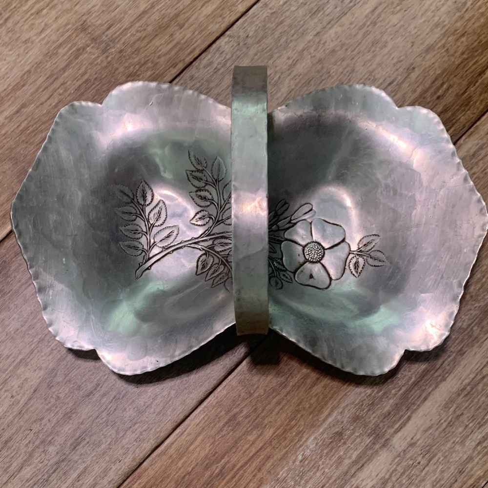 Hand Wrought Silver Metal Dish